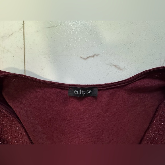 Eclipse Sparkling Burgundy Long Sleeve Dress - Size Large - Picture 5 of 12
